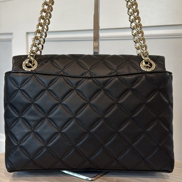 Kate Spade Bag Black Quilted Vegan Leather Gold Chain Shoulder / Crossbody - Picture 8 of 17